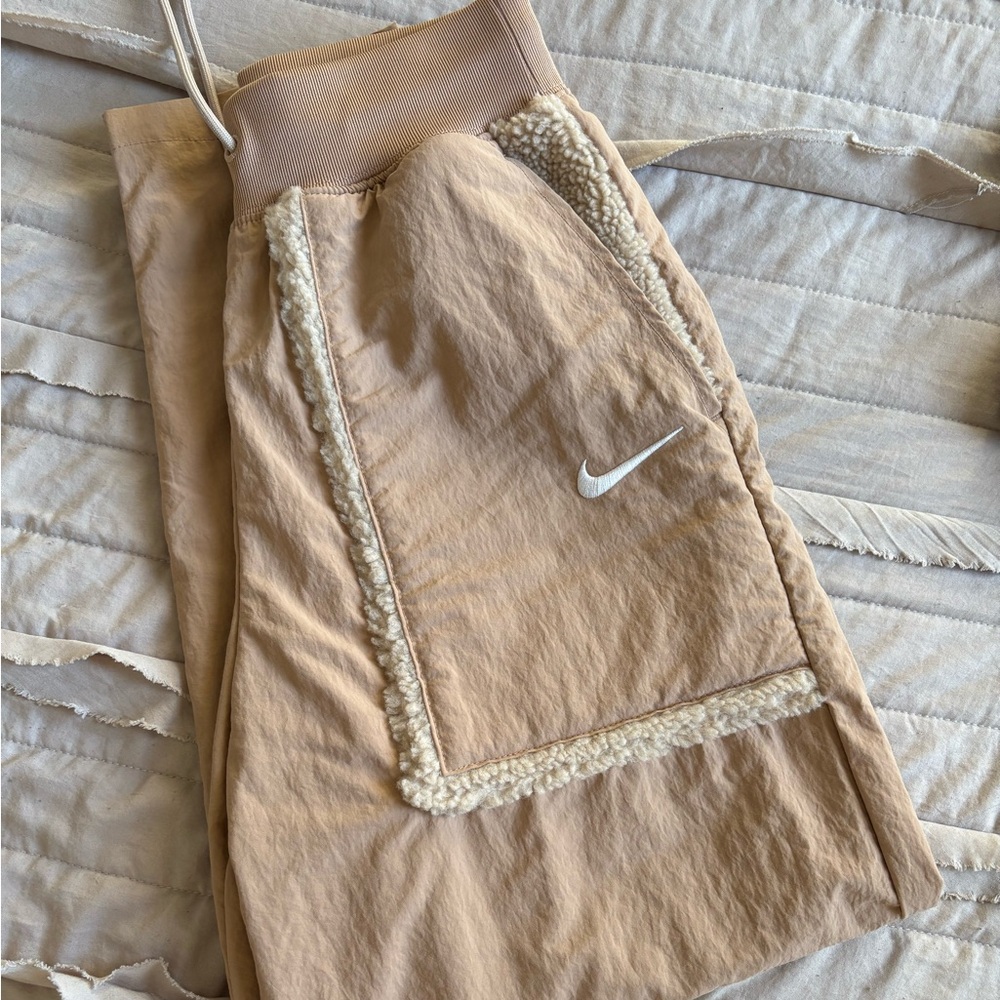 Nike Tan Track Pants with White Accents